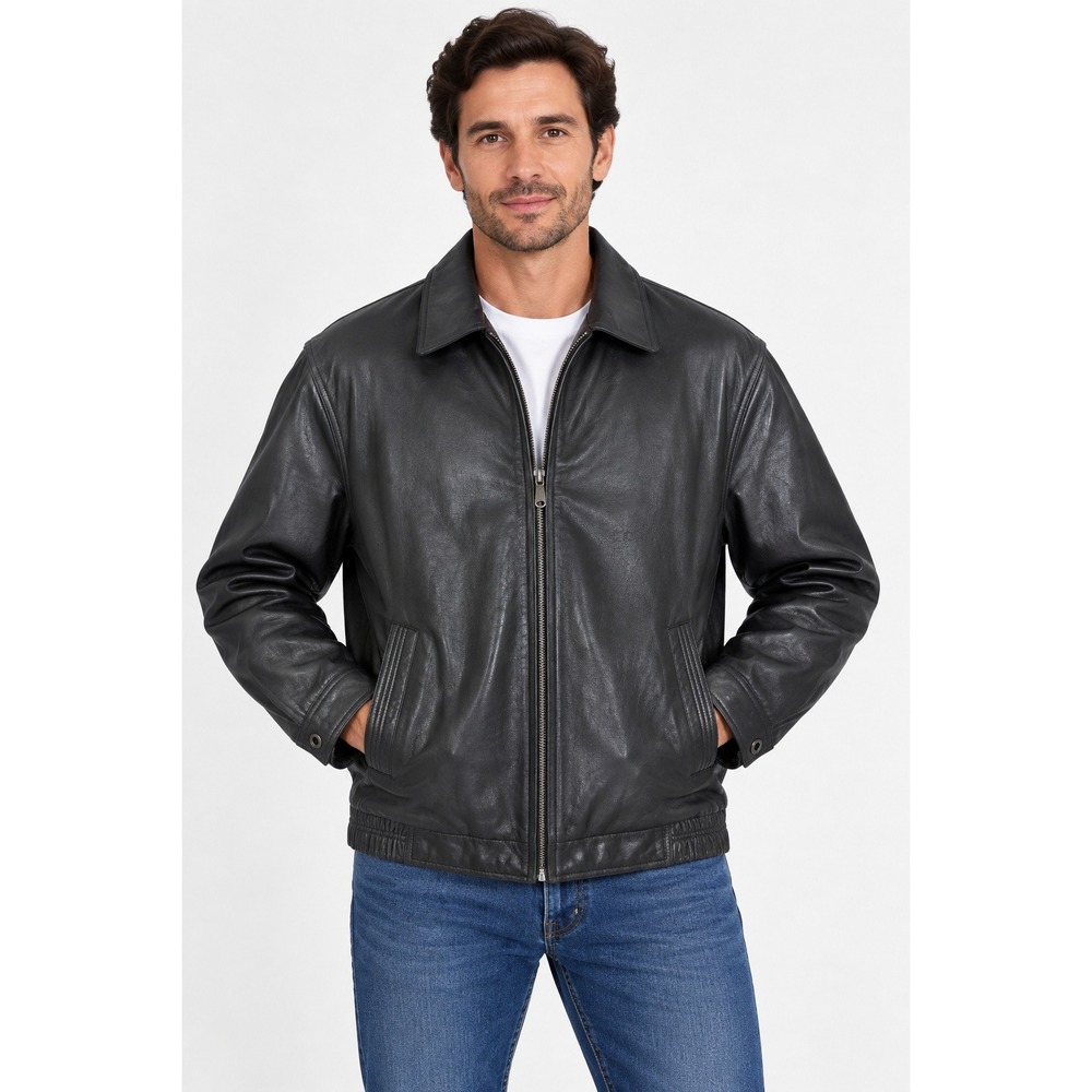 Vintage Members Only Leather Bomber Jacket Mens XL Black Quilted Lined 80s